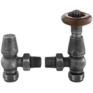 NRG - Chelsea trv Traditional Thermostatic Radiator Valves Pair Pewter Angled