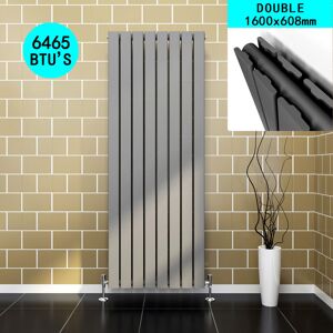 Elegant - Designer Vertical Radiator 1600x608 mm Double Flat Panel Anthracite Column with Thermostatic Radiator Valves