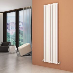 ELEGANT 1800 x 452 mm Modern Vertical Column Designer Radiator White Flat Single Panel Radiator Heater + Anthracite Thermostatic Radiator Valves