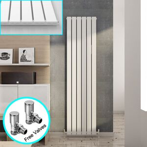 ELEGANT 1800 x 452 mm White Modern Tall Bar Radiator Single Flat Panel Designer Bathroom Radiator + Angled Radiator Valves Valves