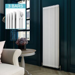 Elegant - 1800 x 550 mm White Traditional Modern Tall Bar Radiator Vertical Panel Designer Bathroom Radiator + Anthracite Thermostatic Radiator Valves