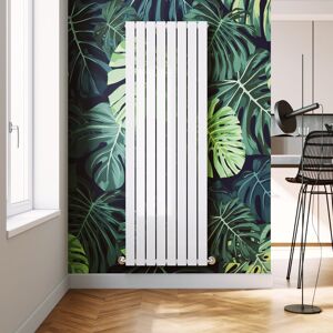 ELEGANT 1800 x 608 mm White Modern Tall Bar Radiator Single Flat Panel Designer Bathroom Rads + Anthracite Thermostatic Radiator Valves