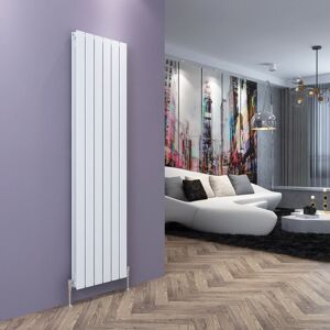 ELEGANT Central Heating Radiator Designer White Vertical 1800x456mm Double Flat Panel + Angled Radiator Valves