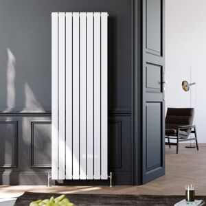 ELEGANT 1800x608mm Designer White Flat Panel Vertical Radiator Central Heating with Chrome Thermostatic Radiator Valves