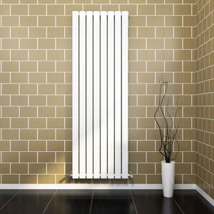 ELEGANT 1800x608mm White Designer Radiator Vertical Flat Panel Single Panel Radiator with Chrome Thermostatic Radiator Valves