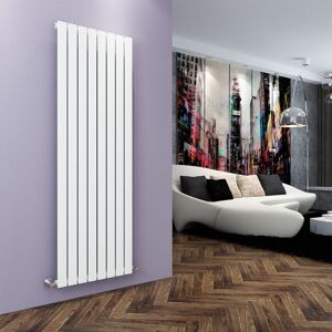 ELEGANT 1800x608mm White Vertical Radiator Single Flat Panel Designer Radiator Central Heating with Chrome Thermostatic Radiator Valves
