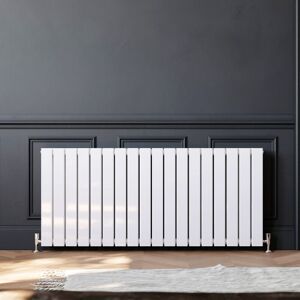 ELEGANT 600 x 1360 mm White Designer Rads White Double Flat Panel Bathroom Radiators Compatible With All Heating Systems + Anthracite Thermostatic