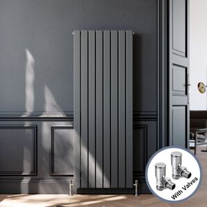 Elegant - Vertical Flat Double Modern Radiator 1600x608mm Anthracite Central Heating Radiator with Angled Valves