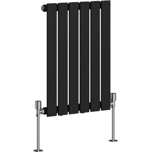 NRG - Flat Panel Radiator Central Heating Designer Rads Black with Angle Square Valve Horizontal Single 600x408mm