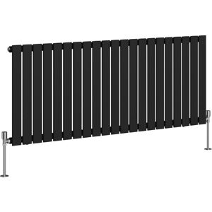 NRG - Flat Panel Radiator Central Heating Designer Rads Black with Angle Square Valve Horizontal Single 600x1428mm