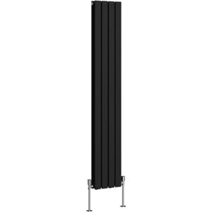 NRG - Flat Panel Radiator Central Heating Designer Rads Black with Angle Square Valve Vertical Double 1600x272mm
