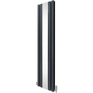 Monster-shop - Flat Mirror Radiator & Valves - 1800mm x 425mm - Anthracite Grey