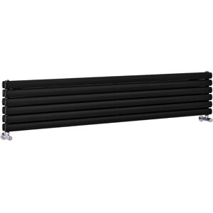 Milano - Aruba - Modern Black Horizontal Double Oval Panel Radiator - 354mm x 1790mm