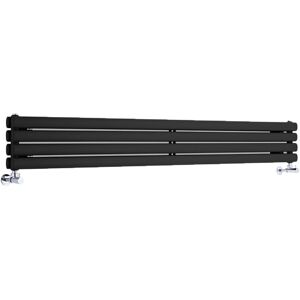 Milano - Aruba - Modern Black Horizontal Double Oval Panel Radiator - 236mm x 1790mm