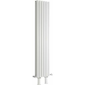Milano - Aruba - Modern White Double Panel Vertical Oval Column Radiator with Feet - 1780mm x 354mm