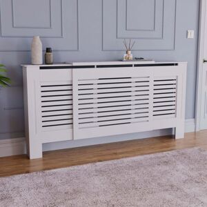 Home Discount - Milton Radiator Cover mdf Modern Cabinet Slatted Grill, White, Adjustable