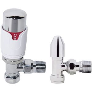 NRG - Modern trv Angled Thermostatic and Manual Radiator Valves Set Pair 15mm x 1/2'