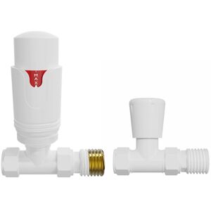 NRG - Thermostatic trv Manual Radiator Valves Straight White Pair