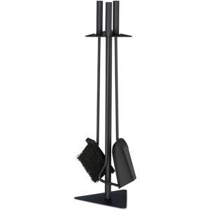 Relaxdays - 4-Piece Fireplace Companion Tool Set Shovel, Brush , Poker & Holder, Modern Design, Black