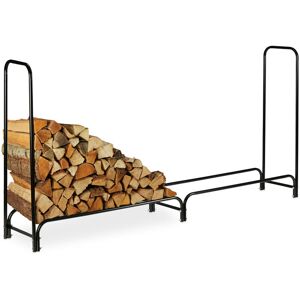 Relaxdays - Firewood Rack, Extra Wide, Metal Wood Rack, hwd 122 x 245 x 40cm, Black