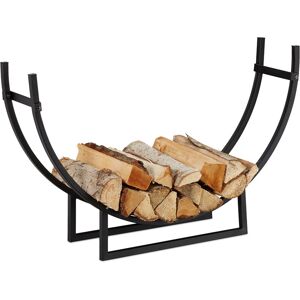 Relaxdays - Firewood Rack, Half-Round, Indoors, Powder-Coated Steel, Log Cradle, HxWxD 55x92x21 cm, Black