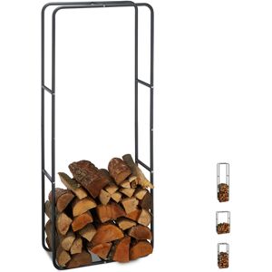 Relaxdays - Firewood Rack, Log Stacking Aid, Steel, For In- and Outdoor Use, Wood Pile Shelf, h x w 150 x 60 cm, Anthracite