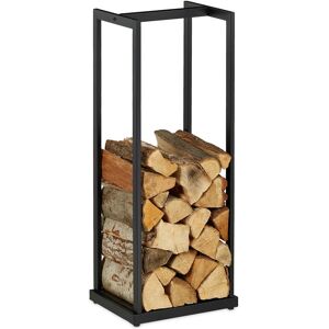 Relaxdays - Firewood Rack, Metal, Tall Wood Storage, for Fireplace, Metal, Steel, Stack Logs, HxWxD 95 x 37 x 30 cm, Black