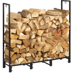 Relaxdays - Firewood Rack, xl Wood Storage, Steel, Logs from 26.5 cm, In- & Outdoors, HxWxD: 116 x 121 x 30.5 cm, Black