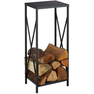 Relaxdays - Firewood Storage Stand, Logs Rack for Indoors, Powder-Coated Metal, Wood Shelf, hwd: 80 x 34 x 25 cm, Black