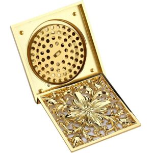 Linghhang - Shower Grid, Retro Square Floor Drain with Removable Cover Waste Water Filter for Toilet Drainage to Prevent Clogging