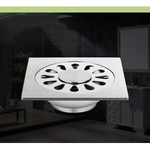 Sollbry - 2Pcs Square Shower Drain Pipe, 4.8 Inch Stainless Steel Grid Hair Strainer, Floor Drain Pipe with Removable Cover