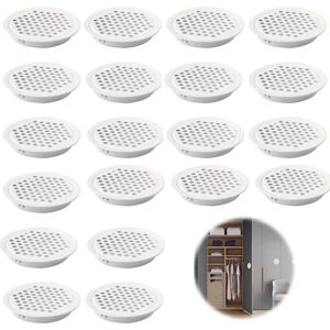 Sollbry - Air Vent Grille Hole Stainless Steel White Round 20 Pieces Ventilation Grille for Kitchen Cabinet Furniture 53mm Air Vent Grille for