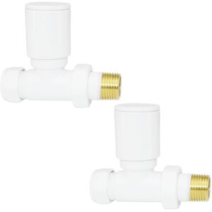 NRG Straight Manual Radiator Heated Towel Rail Valves White 1/2