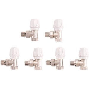 TLILY Thermostatic Radiator Valve 6 Pcs Set 15mm x 1/2 Inch Right Angle trv for Home Office