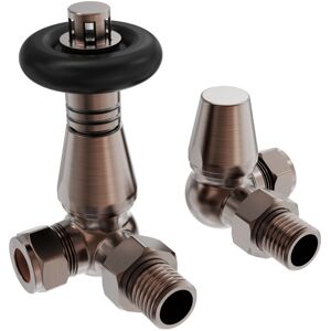 NRG - Traditional Antique Design Antique Copper trv Corner Radiator Valves 15mm Pair