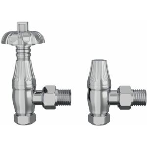 NRG - Traditional Thermostatic trv Antique Design Angled Radiator Rad Valves Pair Chrome