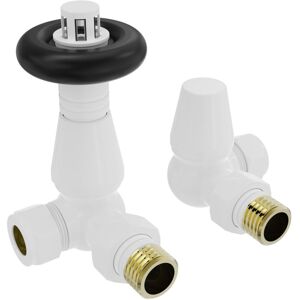 NRG - Traditional trv Thermostatic 1/2' x 15mm Corner White Radiator Valves One Pair