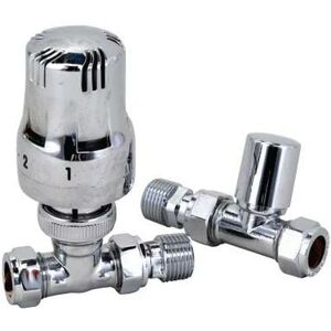 MANISSA Trieste Straight Thermostatic trv Chrome Central Heating Radiator, Towel Rail Valve 1/2 - 15mm Designer Valve