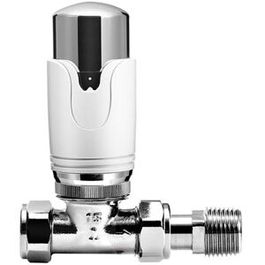 NES HOME Trv Straight White and Chrome Thermostatic Radiator Valve 15mm
