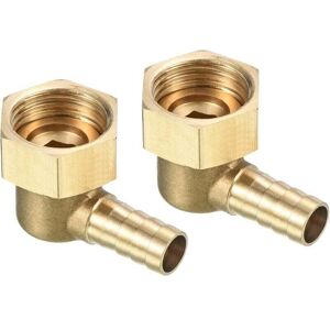 ZVD - Raccord Cannelé Tuyau Laiton Coude 10mm x G1/2 Connecteur Tuyau Femelle à écrou Pivotant pour Eau Carburant Air Paquet de 2