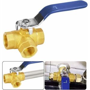 ZVD - Vanne à 3 Voies DN15,Vanne Bille Laiton 1/2',Trois Voies En Laiton Adaptateur Valve Connecteur à Billes Macaron -