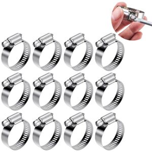 Csparkv - 12 Pieces Adjustable Hose Clamp 21-38mm, Hose Clips Screw 304 Stainless Steel Metal for Water Pipe, Gas Tank, Automotive Tube Csparkv - 12 Pieces Adjustable Hose Clamp 21-38mm, Hose Clips Screw 304 Stainless Steel Metal for Water Pipe, Gas Tank, Automotive Tube