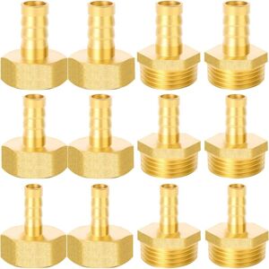 Tinor - 12pcs 1/2' Hose Connector 8mm 10mm 12mm Male Thread & Female Thread for Air Hose Gas Pipe Water Pipe Tinor - 12pcs 1/2' Hose Connector 8mm 10mm 12mm Male Thread & Female Thread for Air Hose Gas Pipe Water Pipe