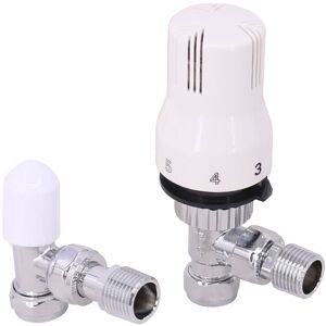 White + Chrome Angled Thermostatic Radiator Valve 15mm - Warmehaus White + Chrome Angled Thermostatic Radiator Valve 15mm - Warmehaus