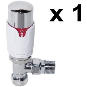 NRG - 15mm x 1/2' Modern Angled Chrome & White trv Thermostatic Radiator Valve NRG - 15mm x 1/2' Modern Angled Chrome & White trv Thermostatic Radiator Valve