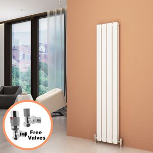 1600 x 300 mm White Vertical Column Radiator Double Flat Panel Designer Bathroom Radiators + Chrome Thermostatic Radiator Valves - Elegant 1600 x 300 mm White Vertical Column Radiator Double Flat Panel Designer Bathroom Radiators + Chrome Thermostatic Radiator Valves - Elegant