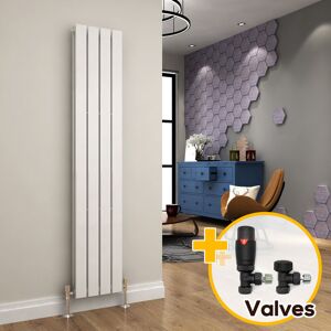 Elegant - White Vertical Radiator 1600 x 300 mm Double Flat Panel Designer Bathroom Radiators + Anthracite Thermostatic Radiator Valves Elegant - White Vertical Radiator 1600 x 300 mm Double Flat Panel Designer Bathroom Radiators + Anthracite Thermostatic Radiator Valves