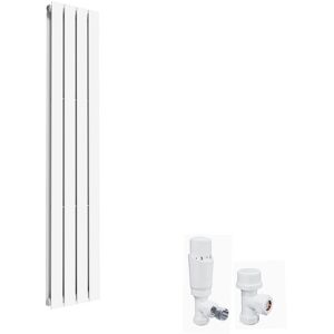 ELEGANT 1600 x 300 mm White Vertical Column Radiator Double Flat Panel Designer Bathroom Radiators + White Thermostatic Radiator Valves ELEGANT 1600 x 300 mm White Vertical Column Radiator Double Flat Panel Designer Bathroom Radiators + White Thermostatic Radiator Valves