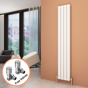 ELEGANT 1800 x 300 mm White Vertical Column Radiator Double Flat Panel Designer Bathroom Radiator + Angled Radiator Valves ELEGANT 1800 x 300 mm White Vertical Column Radiator Double Flat Panel Designer Bathroom Radiator + Angled Radiator Valves