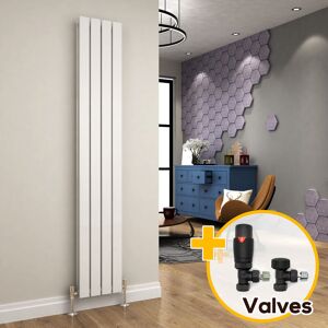 ELEGANT White Vertical Radiator 1800 x 300 mm Double Flat Panel Designer Bathroom Radiator + Anthracite Thermostatic Radiator Valves ELEGANT White Vertical Radiator 1800 x 300 mm Double Flat Panel Designer Bathroom Radiator + Anthracite Thermostatic Radiator Valves